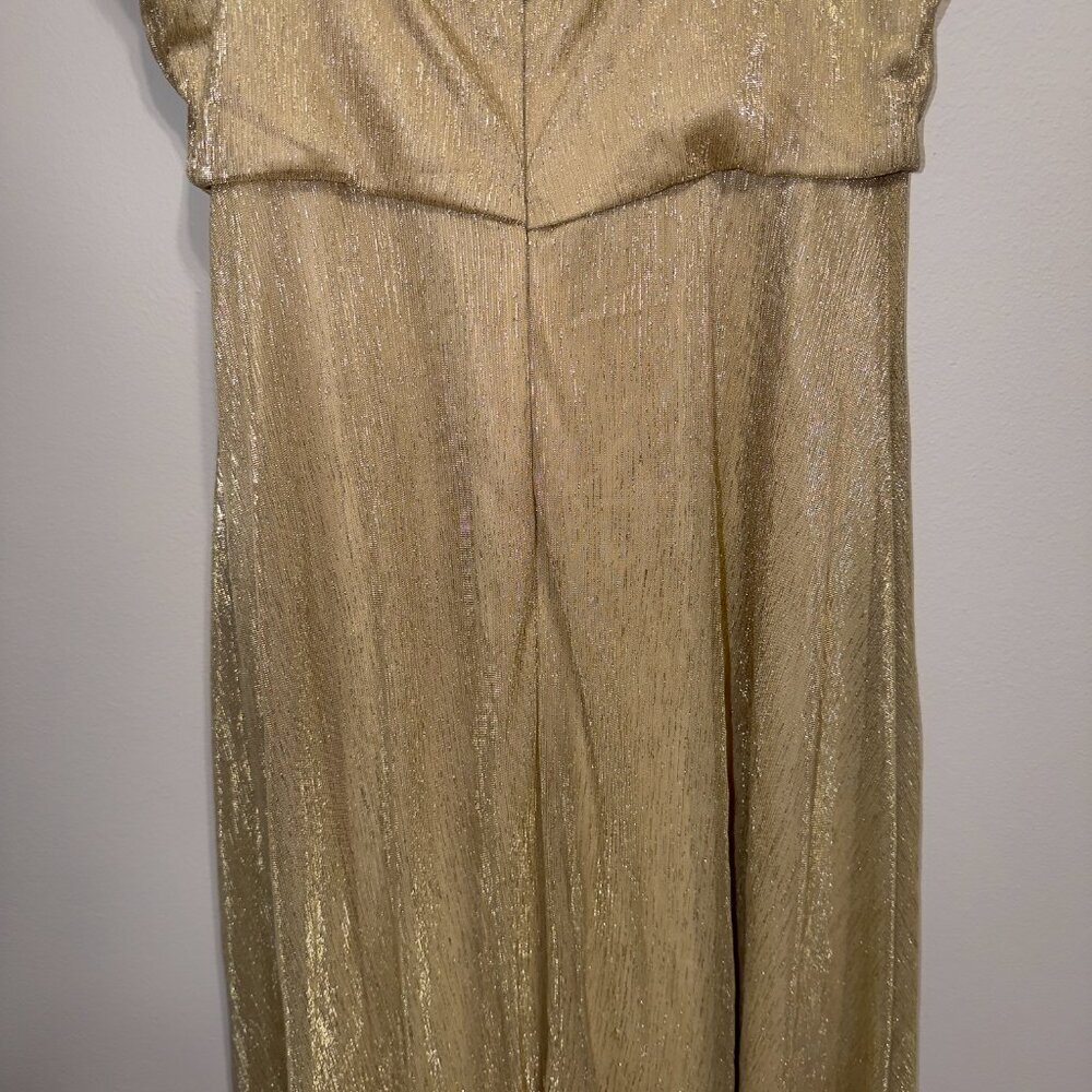 Lulus Gold Shimmer Maxi Dress Size Large Spaghetti Strap Formal - Picture 7 of 7